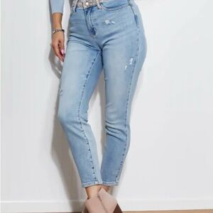 Judy Blue #88380 Skinny Blue Jeans Cheetah Camo Detail Sz 5/ 27